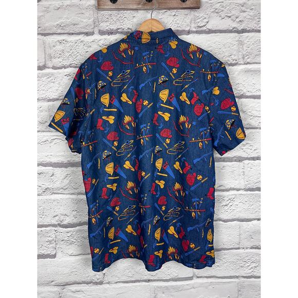 UNIVERSAL STUDIOS x CHUCKY Men's XL Blue Good Guys Childs Play Button Up Shirt - Picture 3 of 8